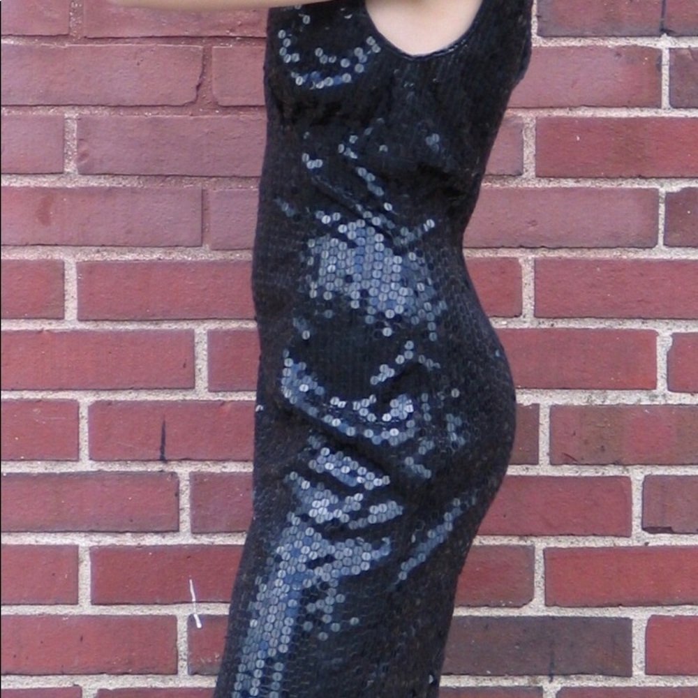 Vintage Black Sequined Cocktail Dress - Picture 4 of 8